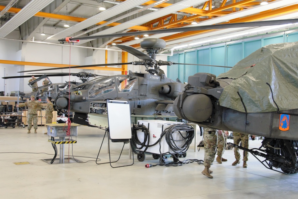 500 hours phase maintenance on an AH-64 Apache helicopter