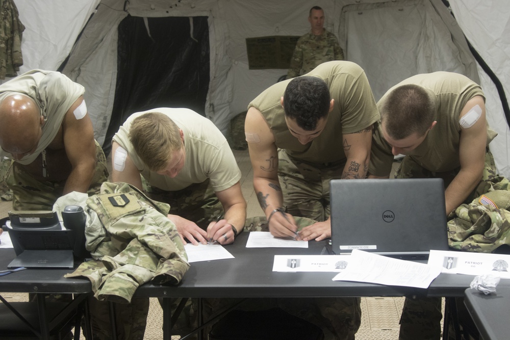 U.S. Army Reserve Soldiers recieve smallpox vaccination during Vibrant Response 2019