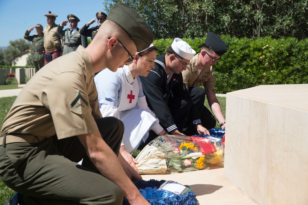 Marines and Sailors join Italians to Honor Fallen WWII Allies.