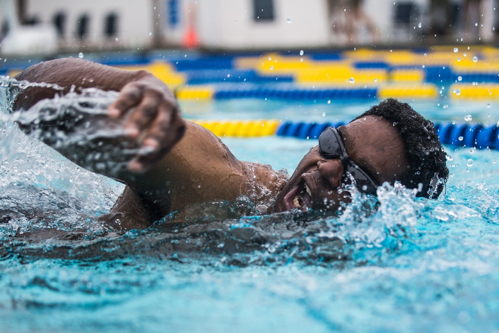 U.S. Service Members Compete in Commanding General's Cup Swim Meet