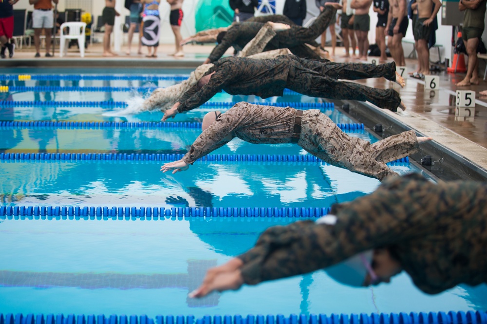 U.S. Service Members Compete in Commanding General's Cup Swim Meet