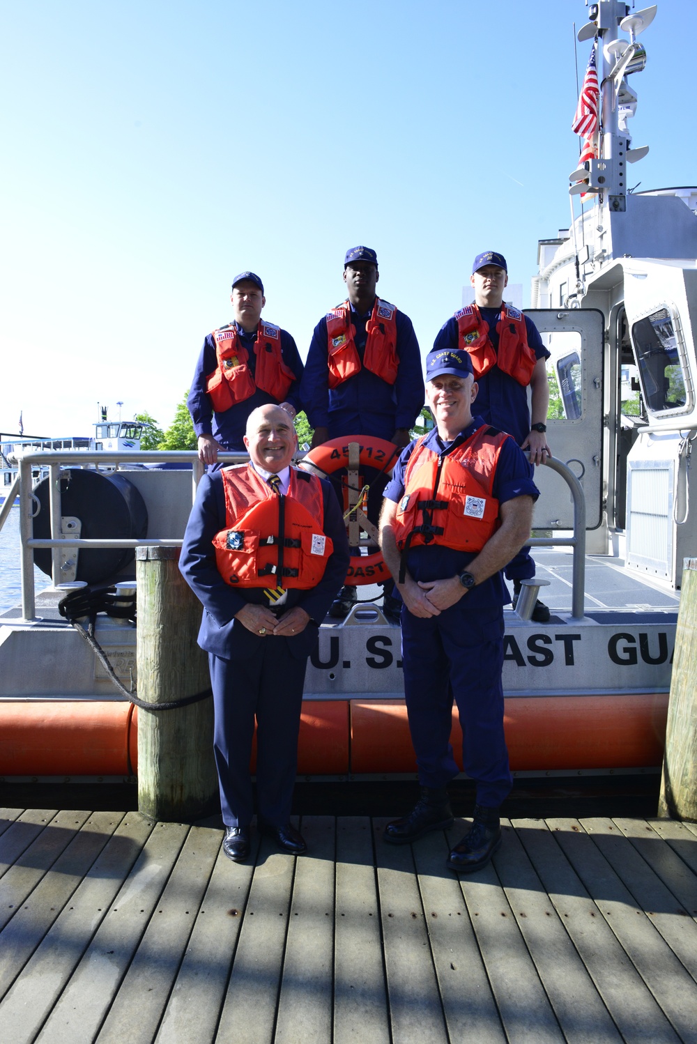 Coast Guard 5th District commander, mayor of Portsmouth celebrate National Wear Your Life Jacket to Work Day