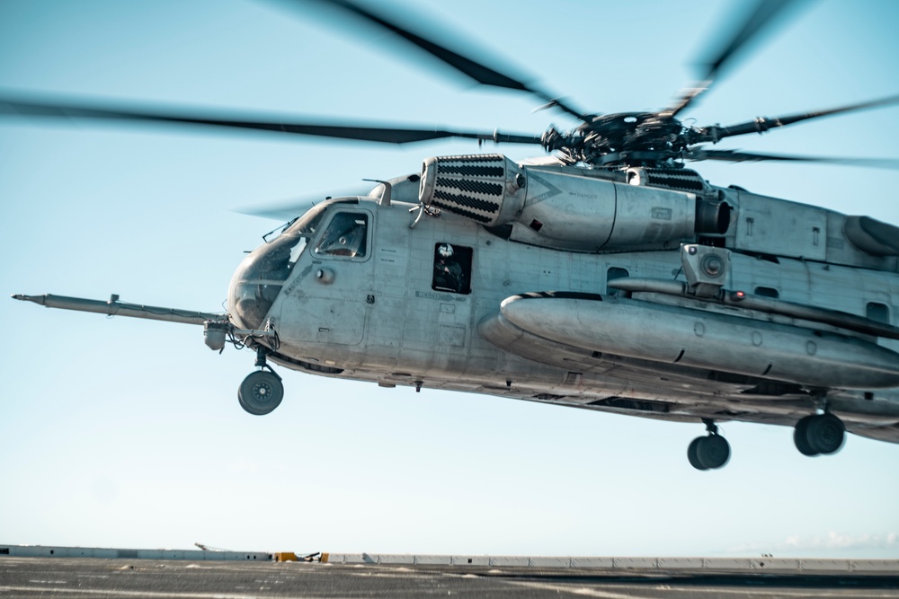 11th MEU CH-53 Flight Ops Aboard USS JPM