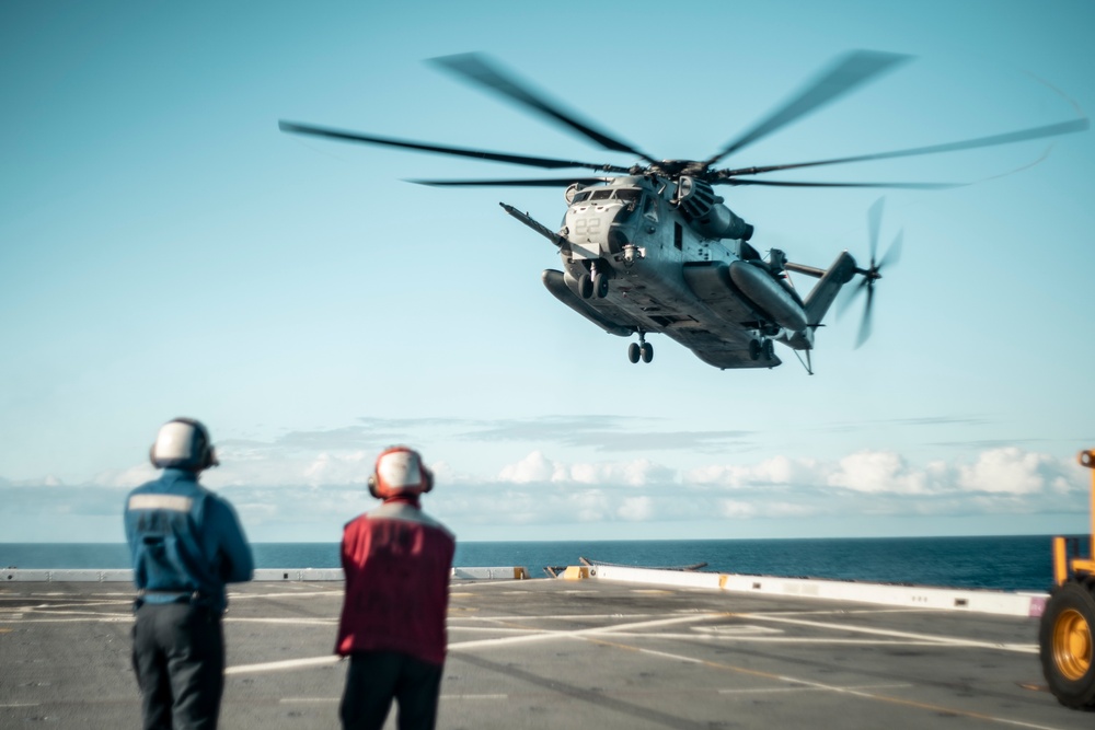 11th MEU CH-53 Flight Ops Aboard USS JPM