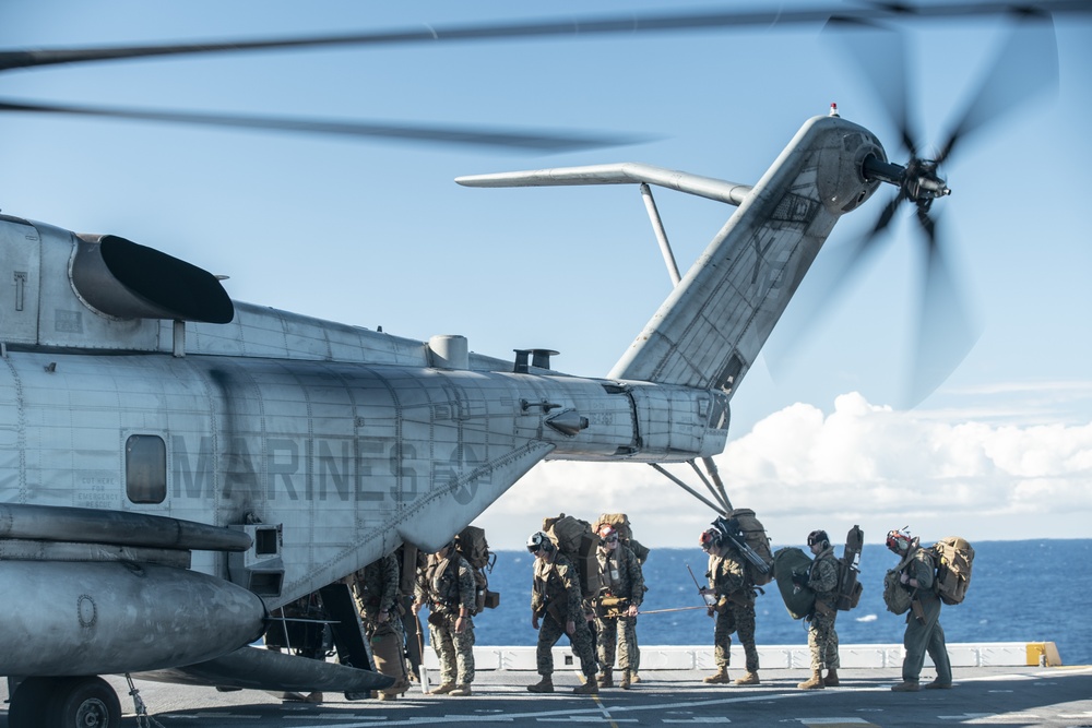 11th MEU CH-53 Flight Ops Aboard USS JPM