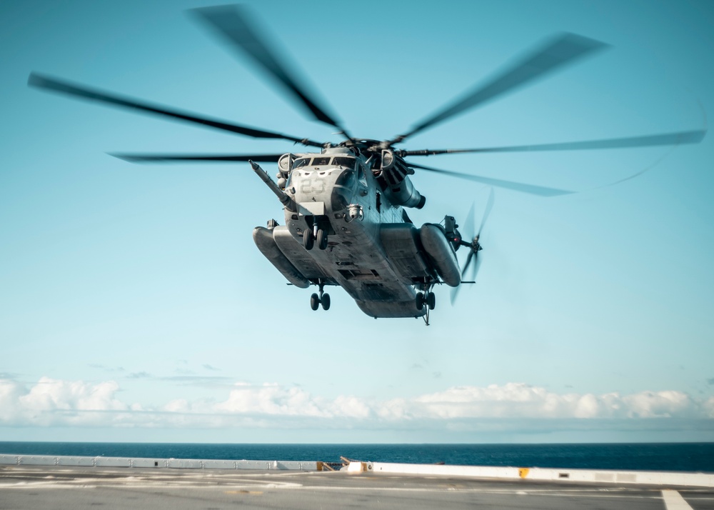 11th MEU CH-53 Flight Ops Aboard USS JPM