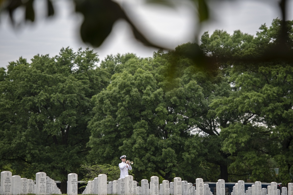 Military Funeral Honors with Funeral Escort for Petty Officer 2nd Class Michael Brodsky in Section 60 of Arlington National Cemetery