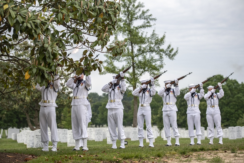 Military Funeral Honors with Funeral Escort for Petty Officer 2nd Class Michael Brodsky in Section 60 of Arlington National Cemetery