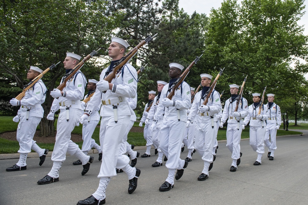 Military Funeral Honors with Funeral Escort for Petty Officer 2nd Class Michael Brodsky in Section 60 of Arlington National Cemetery