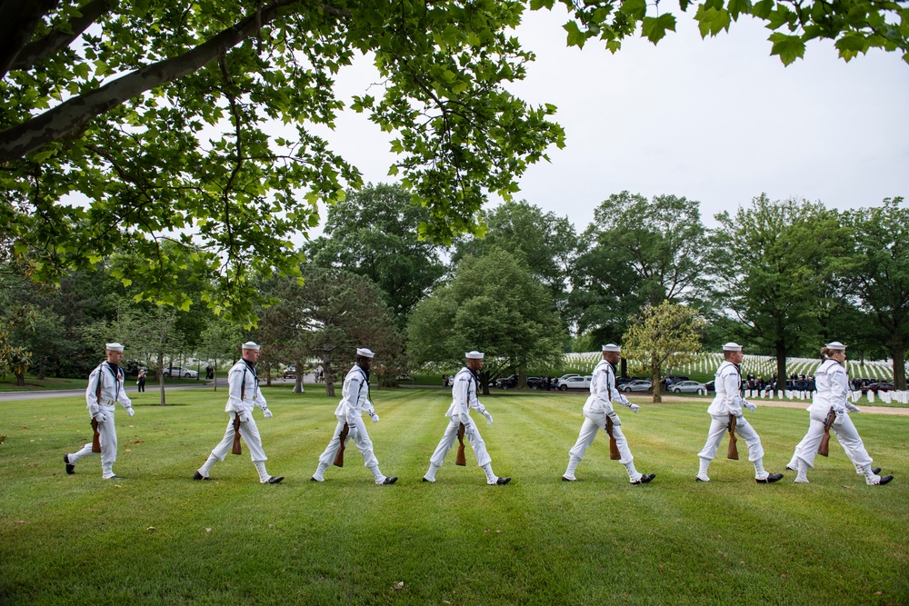 Military Funeral Honors with Funeral Escort for Petty Officer 2nd Class Michael Brodsky in Section 60 of Arlington National Cemetery