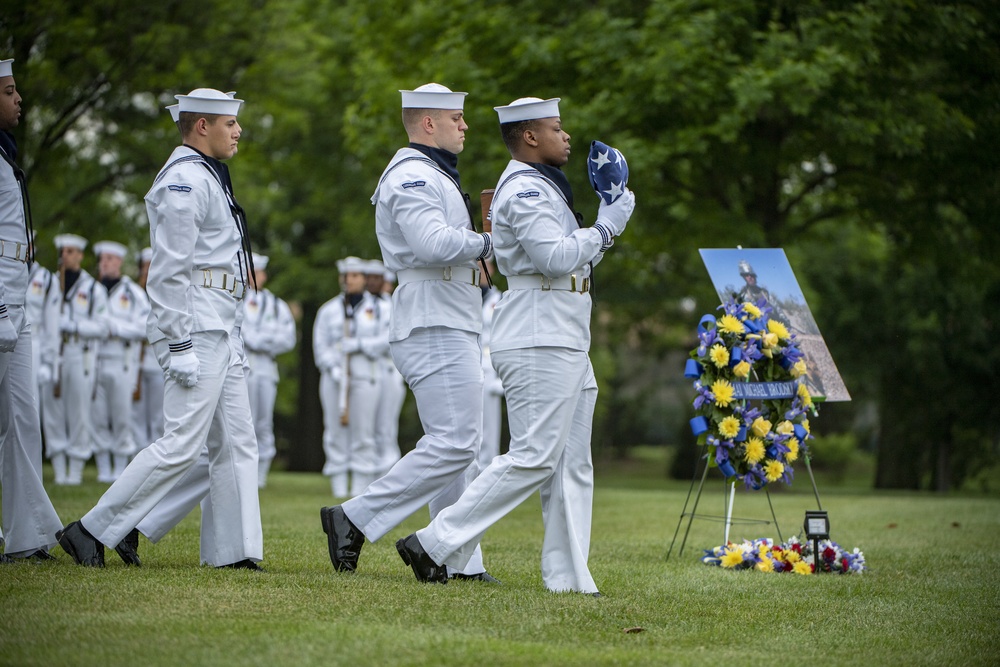 Military Funeral Honors with Funeral Escort for Petty Officer 2nd Class Michael Brodsky in Section 60 of Arlington National Cemetery