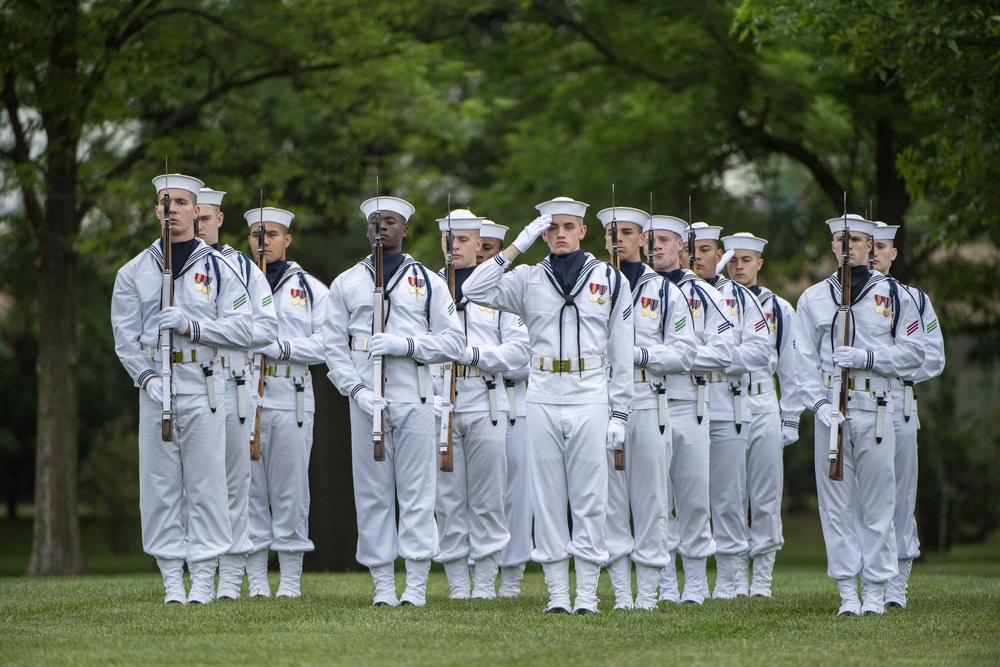 Military Funeral Honors with Funeral Escort for Petty Officer 2nd Class Michael Brodsky in Section 60 of Arlington National Cemetery