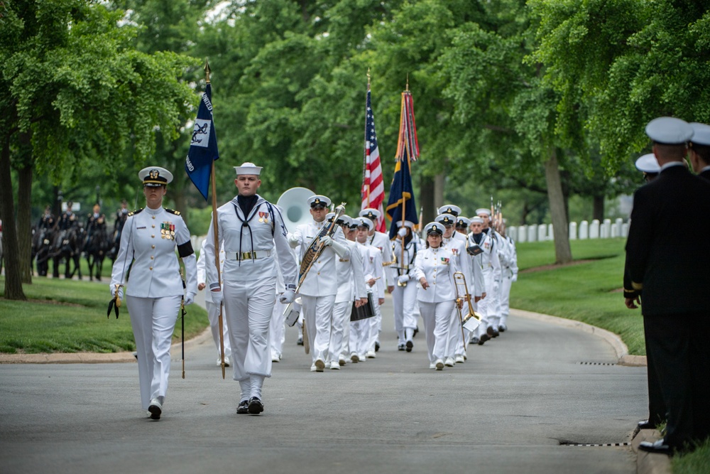 Military Funeral Honors with Funeral Escort for Petty Officer 2nd Class Michael Brodsky in Section 60 of Arlington National Cemetery