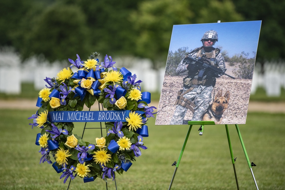 Military Funeral Honors with Funeral Escort for Petty Officer 2nd Class Michael Brodsky in Section 60 of Arlington National Cemetery