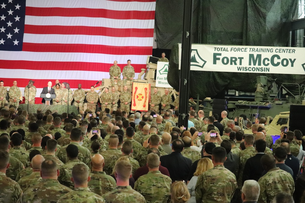 Vice President Mike Pence visits Fort McCoy, thanks troops