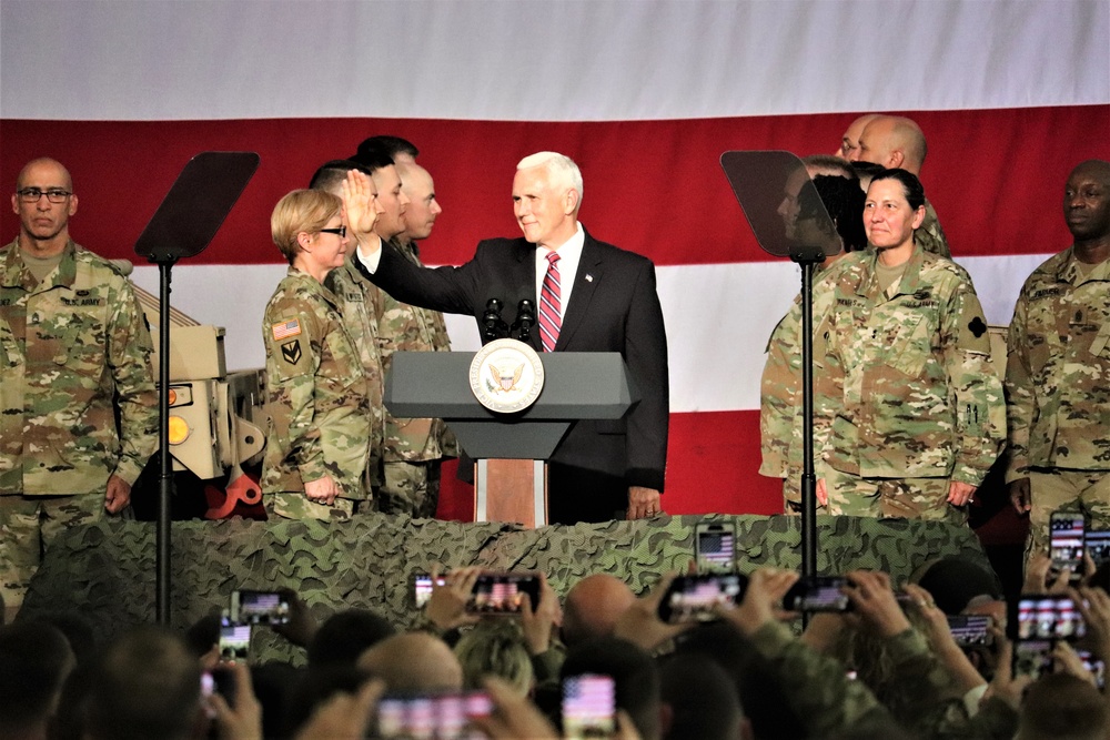 Vice President Mike Pence visits Fort McCoy, thanks troops