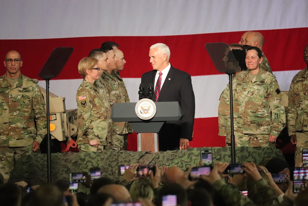 Vice President Mike Pence visits Fort McCoy, thanks troops