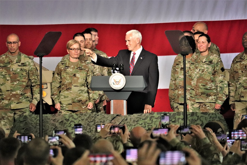 Vice President Mike Pence visits Fort McCoy, thanks troops