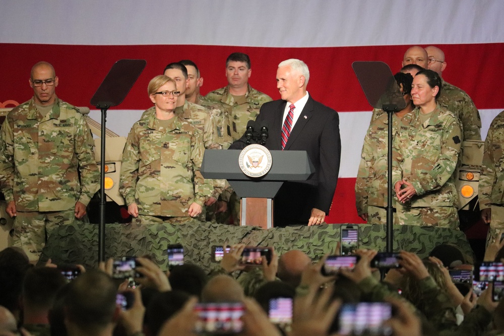 Vice President Mike Pence visits Fort McCoy, thanks troops