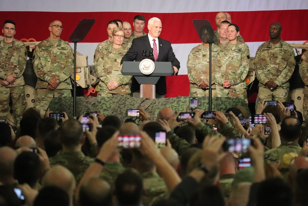 Vice President Mike Pence visits Fort McCoy, thanks troops