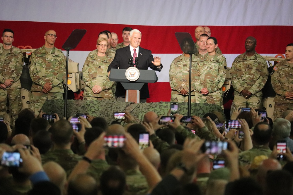 Vice President Mike Pence visits Fort McCoy, thanks troops