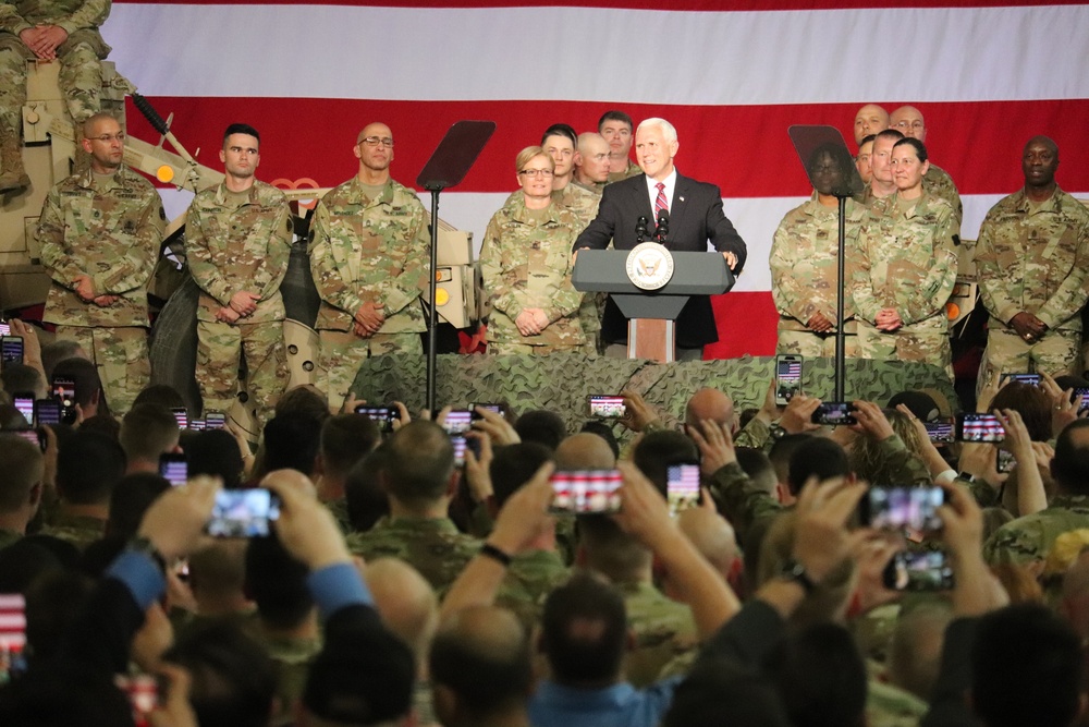 Vice President Mike Pence visits Fort McCoy, thanks troops