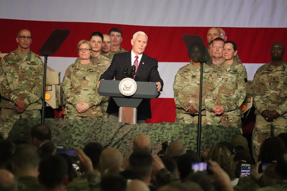 Vice President Mike Pence visits Fort McCoy, thanks troops