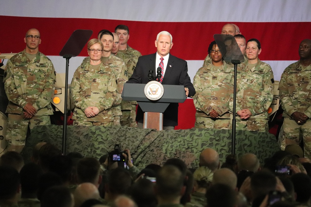 Vice President Mike Pence visits Fort McCoy, thanks troops