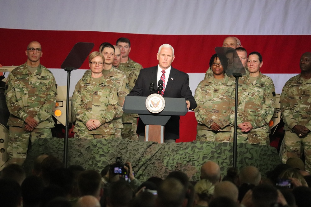 Vice President Mike Pence visits Fort McCoy, thanks troops