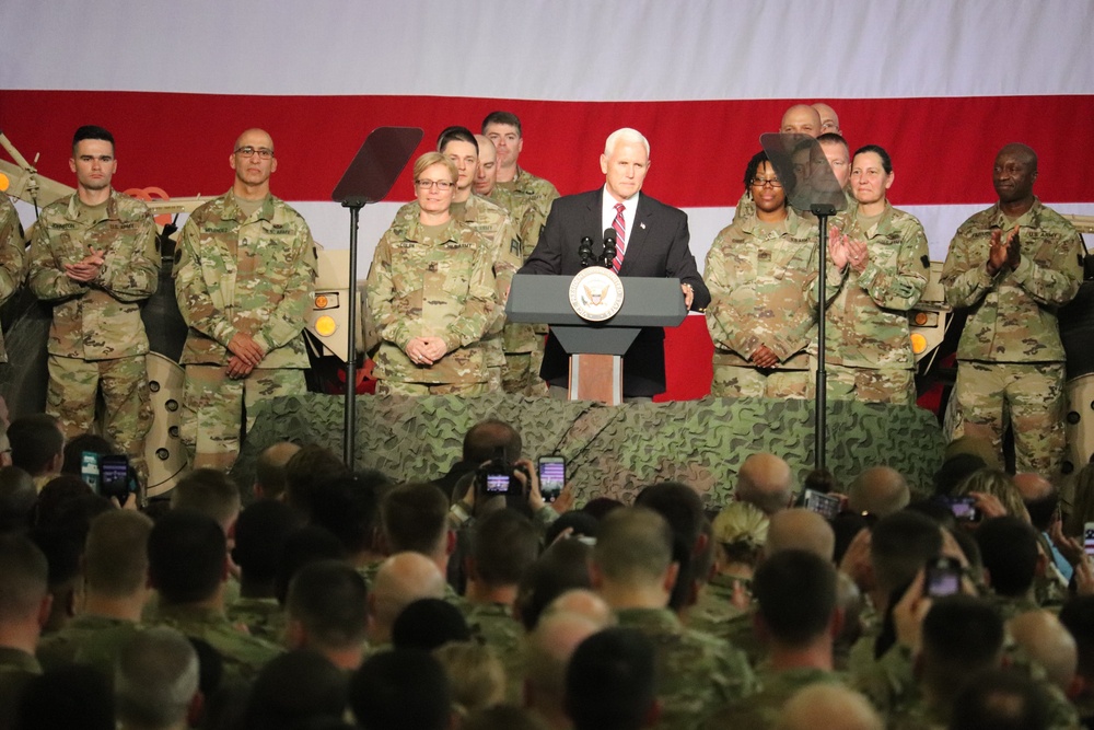 Vice President Mike Pence visits Fort McCoy, thanks troops