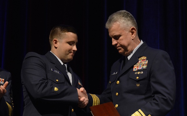 2018 Cdr. Ray Evans Outstanding Coxswain Trophy awarded to Petty Officer 2nd Class Eric Thornton