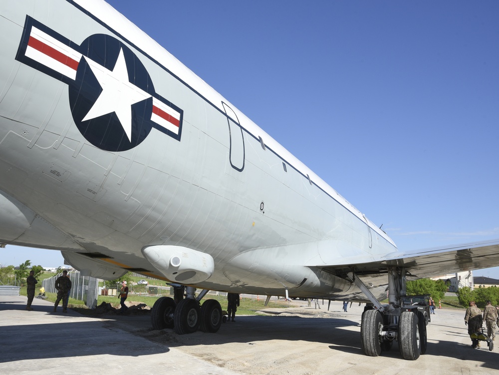 Aircraft Battle Damage Repair aircraft swap at Tinker AFB, Okla.