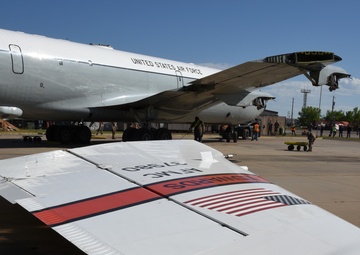 Aircraft Battle Damage Repair aircraft swap at Tinker AFB, Okla.