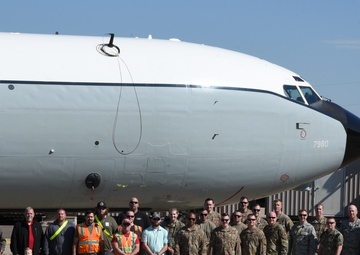 Aircraft Battle Damage Repair aircraft swap at Tinker AFB, Okla.