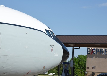 Aircraft Battle Damage Repair aircraft swap at Tinker AFB, Okla.