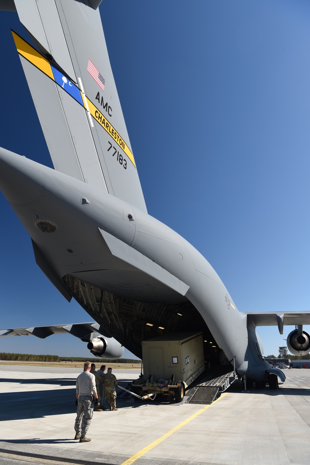 169th Fighter Wing personnel unload cargo in preparation for ACE 19