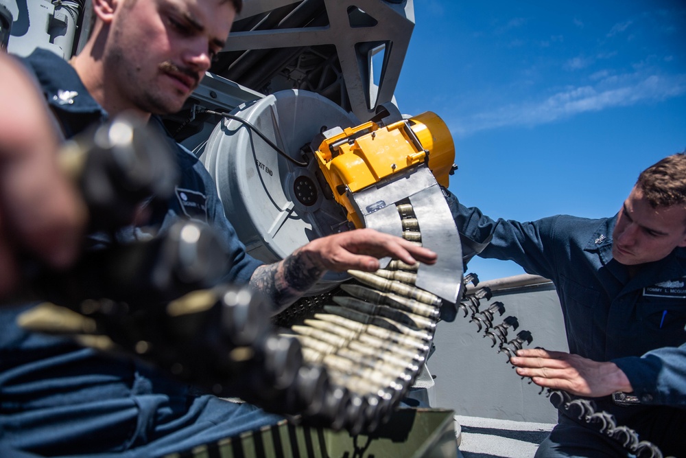 Sailors aboard USS Harpers Ferry Conduct Maintenance