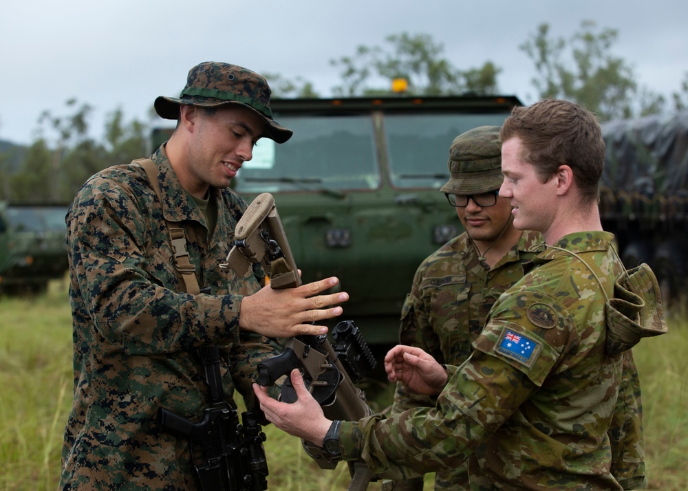 U.S. Marines participate in the opening ceremony for Southern Jackaroo