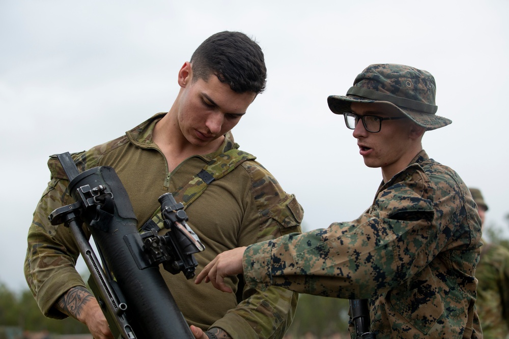 U.S. Marines participate in the opening ceremony for Southern Jackaroo