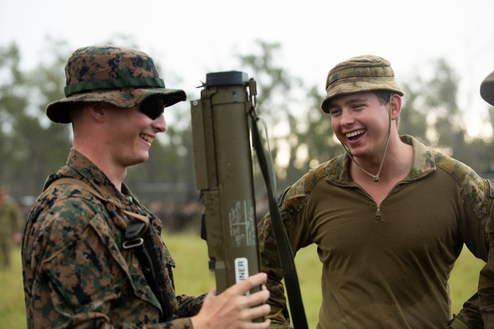 U.S. Marines participate in the opening ceremony for Southern Jackaroo