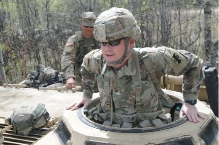 Brig. Gen. Lazaroski Climbs in Armored Vehicle