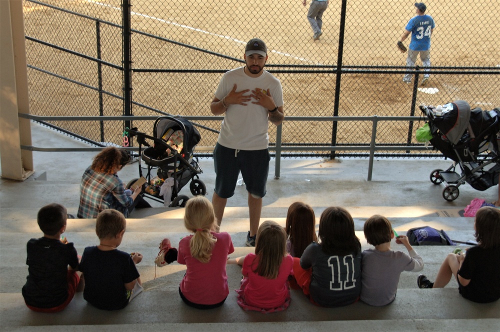 Little league visit to McClure Field