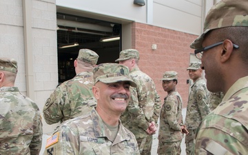 U.S. Army Reserves Command Sergeant Major Carlos O. Lopes, of the 143d Sustainment Command-Expeditionary, spoke to soldiers of the 518th Sustainment Brigade
