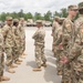 U.S. Army Reserves Command Sergeant Major Carlos O. Lopes, of the 143d Sustainment Command-Expeditionary, visits soldiers of the 518th Sustainment Brigade