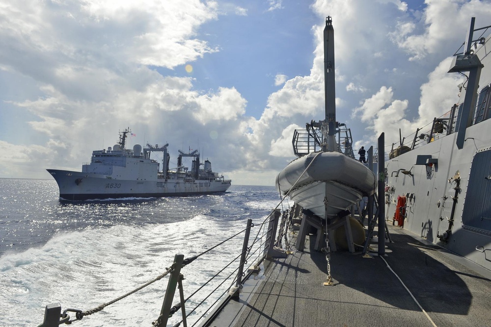 USS William P. Lawrence Sails with French Navy