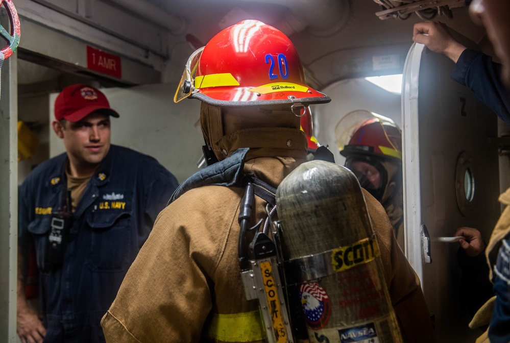 USS Harpers Ferry Conducts General Quarters Training Evolution