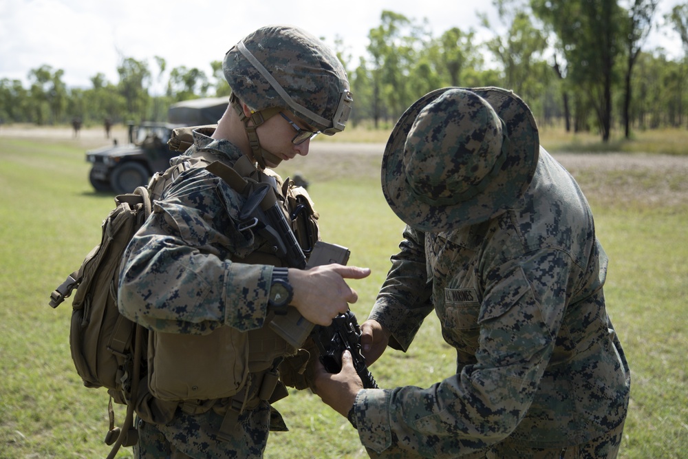 U.S. Marines conduct squad attack drills