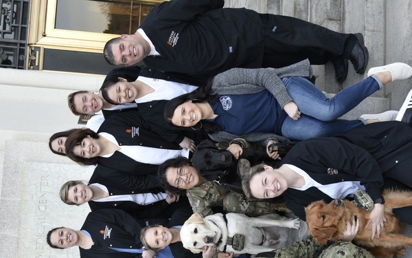 Nursing students from AUM pose with WRB facility dogs