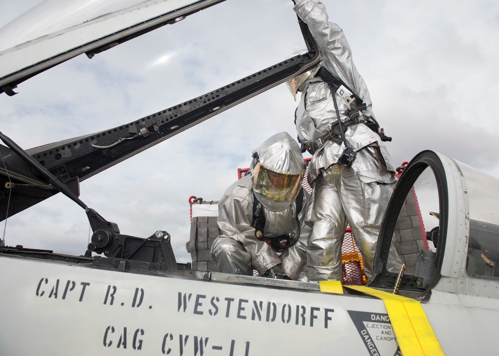 Nimitz Sailors Participate In Flight Deck Drills