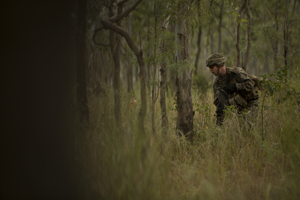 U.S. Marines conduct a squad attack